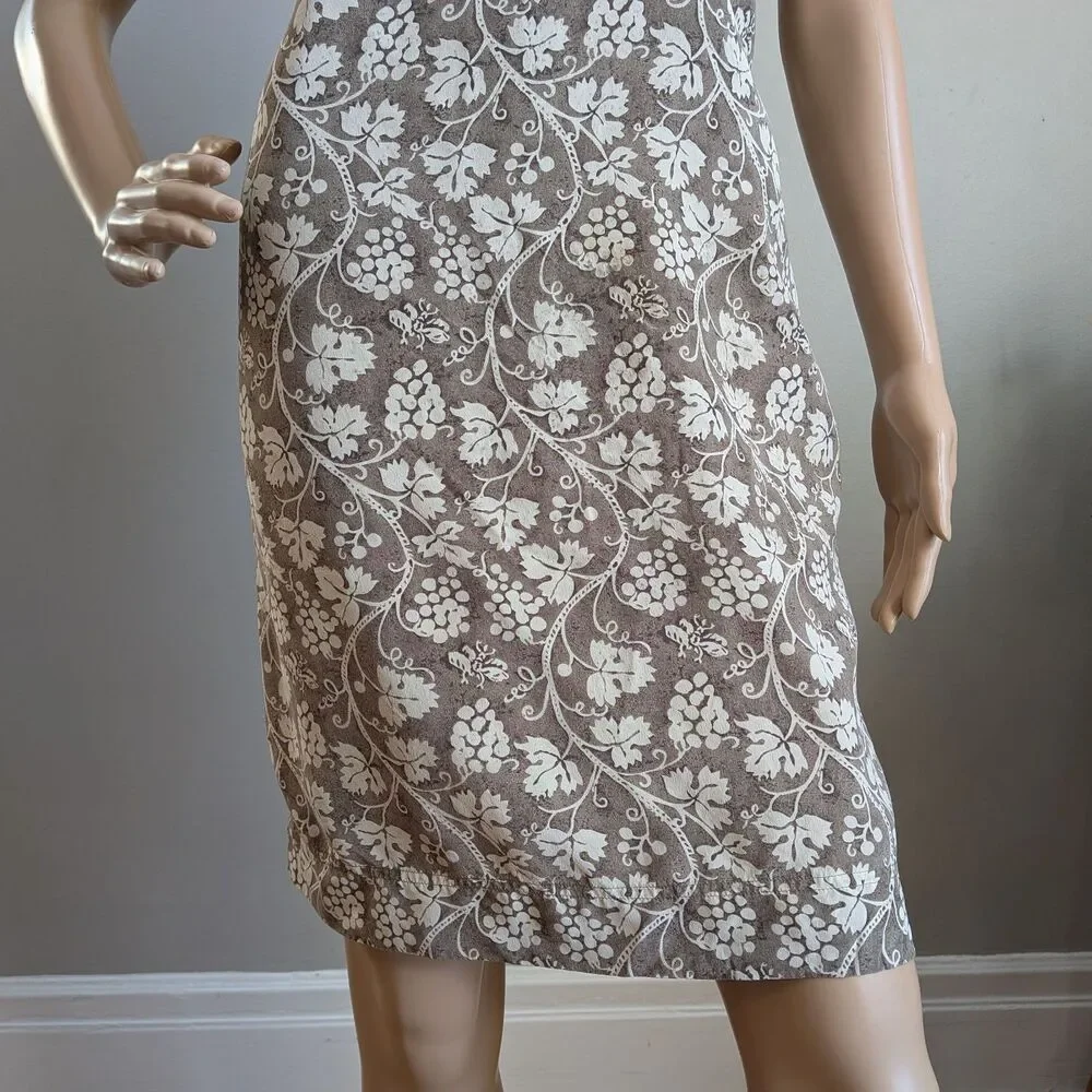 Vintage 90s Dressage Silk Mini Dress Tie Back Grapevine Summer Size 10
